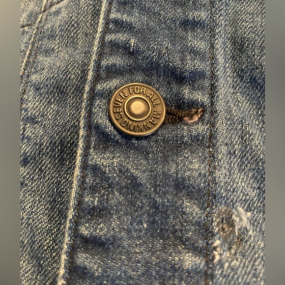 7 For All Mankind Denim Jean Jacket NWOT Size L Snap Closure - Picture 9 of 14